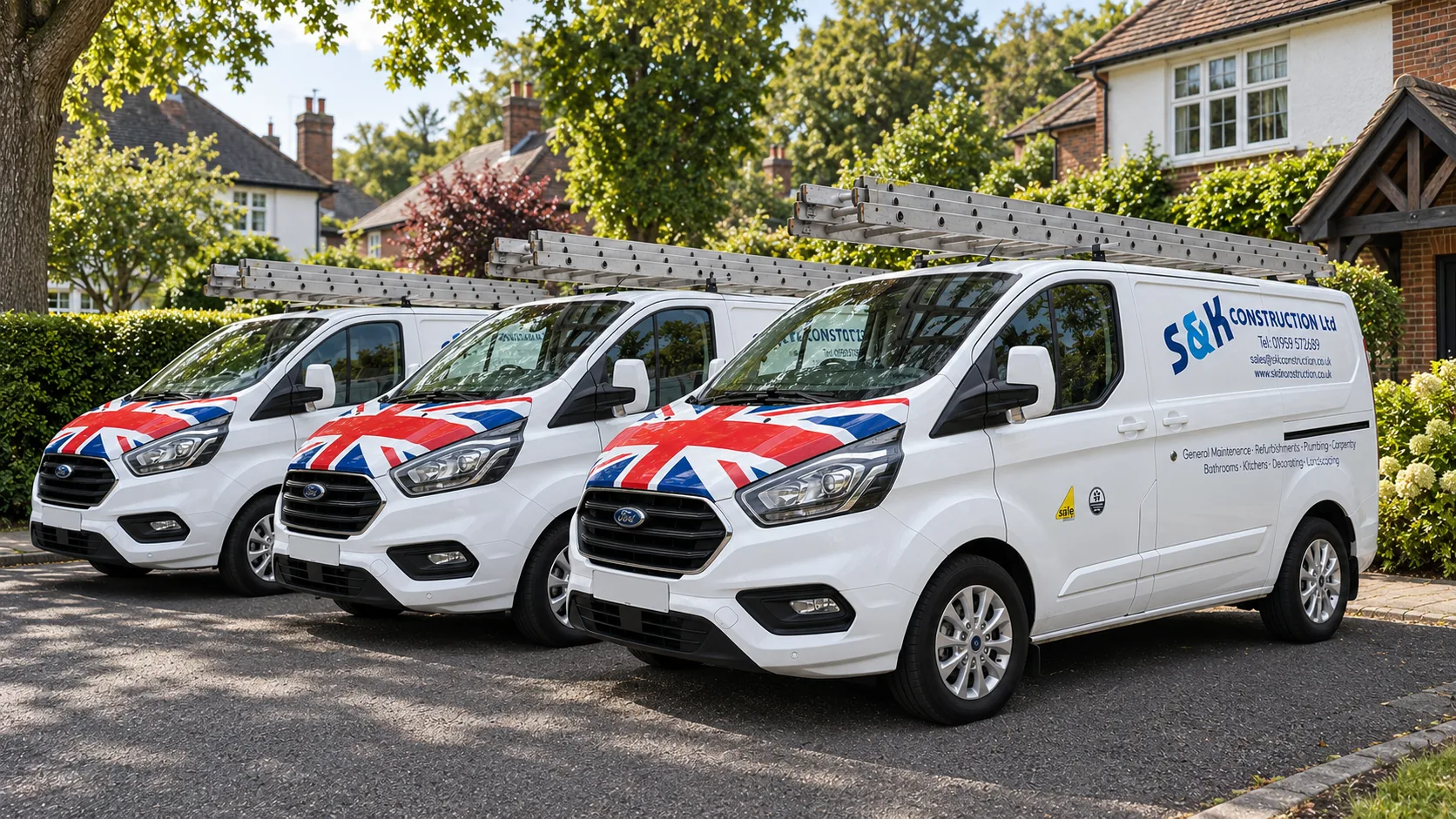 Three liveried S&K Construction vans